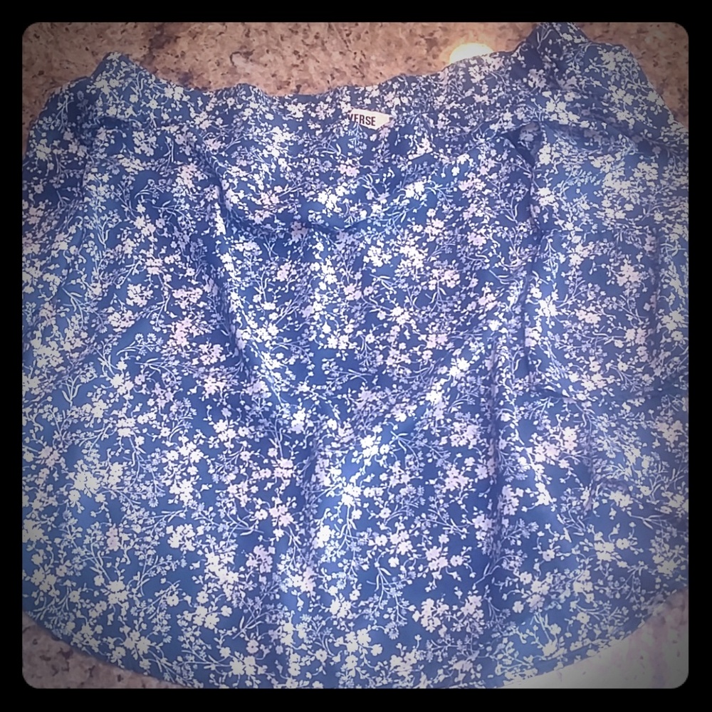 Blue scoop neck blouse